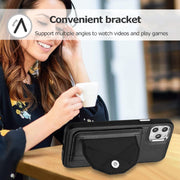 For iPhone 11 Pro Max Shockproof Leather Phone Case with Card Holder(Black)