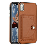 For iPhone XS Max Shockproof Leather Phone Case with Card Holder(Brown)