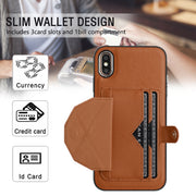 For iPhone XS Max Shockproof Leather Phone Case with Card Holder(Brown)