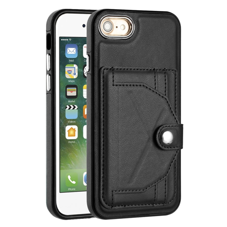 For iPhone SE 2022/SE 2020/6/7/8 Shockproof Leather Phone Case with Card Holder(Black)