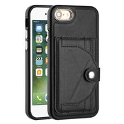 For iPhone SE 2022/SE 2020/6/7/8 Shockproof Leather Phone Case with Card Holder(Black)