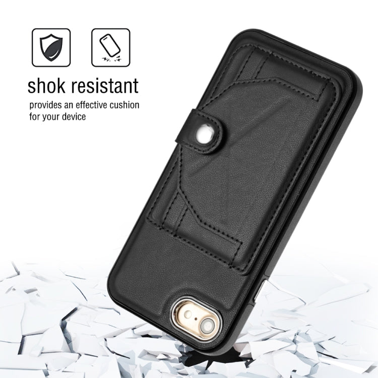 For iPhone SE 2022/SE 2020/6/7/8 Shockproof Leather Phone Case with Card Holder(Black)