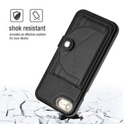 For iPhone SE 2022/SE 2020/6/7/8 Shockproof Leather Phone Case with Card Holder(Black)