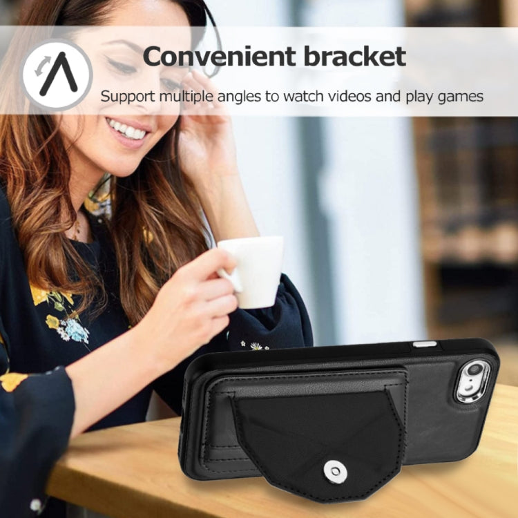 For iPhone SE 2022/SE 2020/6/7/8 Shockproof Leather Phone Case with Card Holder(Black)