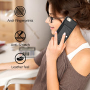 For iPhone SE 2022/SE 2020/6/7/8 Shockproof Leather Phone Case with Card Holder(Black)
