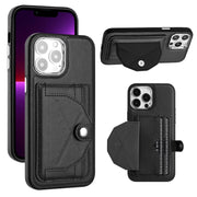 For iPhone 15 Pro Max Shockproof Leather Phone Case with Card Holder(Black)