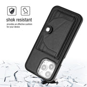 For iPhone 15 Pro Max Shockproof Leather Phone Case with Card Holder(Black)
