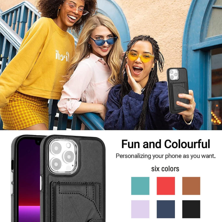 For iPhone 15 Pro Max Shockproof Leather Phone Case with Card Holder(Black)