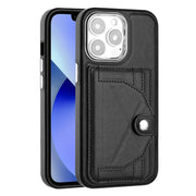 For iPhone 15 Pro Shockproof Leather Phone Case with Card Holder(Black)