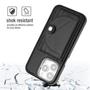 For iPhone 15 Pro Shockproof Leather Phone Case with Card Holder(Black)