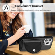 For iPhone 15 Pro Shockproof Leather Phone Case with Card Holder(Black)