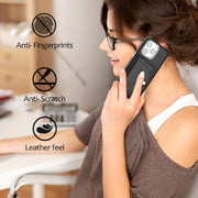 For iPhone 15 Pro Shockproof Leather Phone Case with Card Holder(Black)