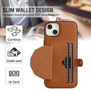For iPhone 15 Plus Shockproof Leather Phone Case with Card Holder(Brown)