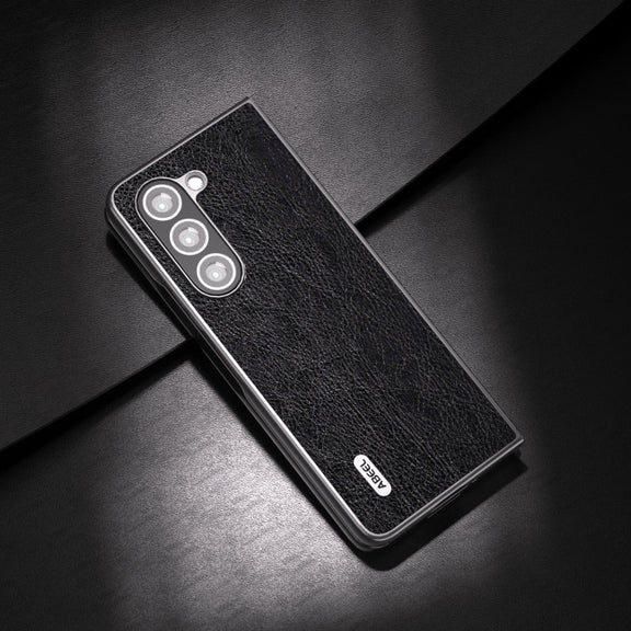 For Samsung Galaxy Z Fold5 ABEEL Retro Litchi Texture PU Phone Case(Black)