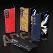 For Samsung Galaxy Z Fold5 ABEEL Retro Litchi Texture PU Phone Case(Black)