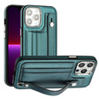 For iPhone 14 Pro Shockproof Leather Phone Case with Wrist Strap(Green) - free shipping - PMC TechLife - Order now!