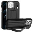 For iPhone 12 / 12 Pro Shockproof Leather Phone Case with Wrist Strap(Black) - free shipping - PMC TechLife - Order now!