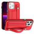 For iPhone 15 Pro Max Shockproof Leather Phone Case with Wrist Strap(Red) - free shipping - PMC TechLife - Order now!