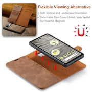 For Google Pixel 7A DG.MING Crazy Horse Texture Detachable Magnetic Leather Phone Case(Brown)