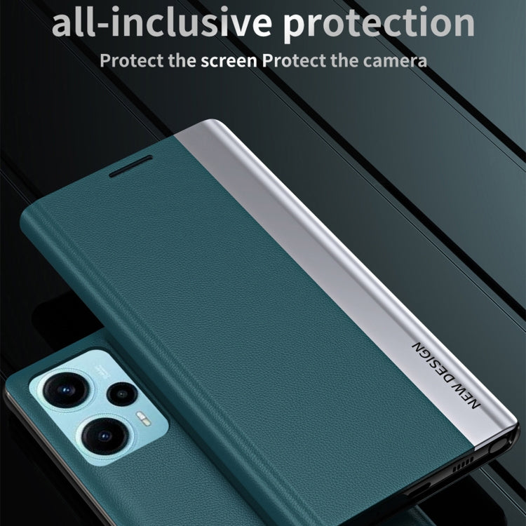 For Xiaomi Poco F5 Side Side Electroplated Magnetic Leather Phone Case(Light Blue)