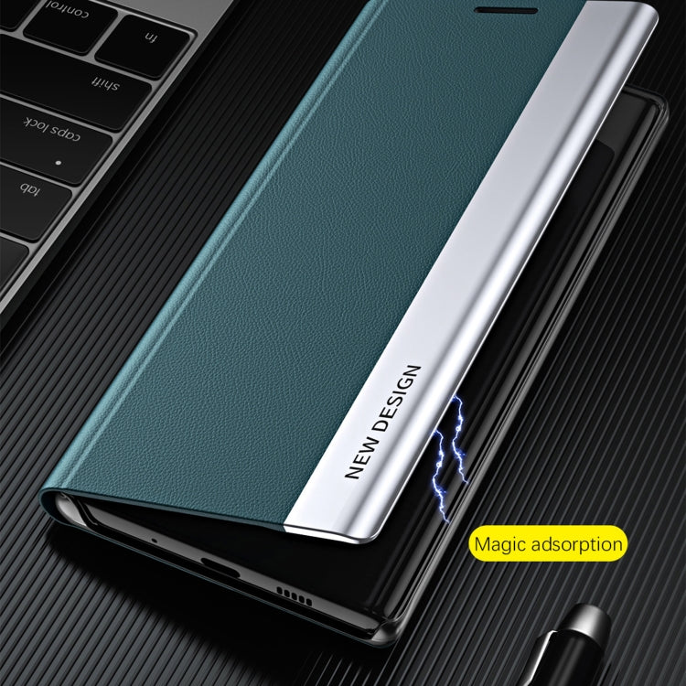 For Xiaomi Poco F5 Side Side Electroplated Magnetic Leather Phone Case(Light Blue)