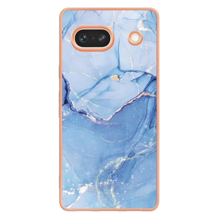 For Google Pixel 7a Electroplating Marble Dual-side IMD Phone Case(Blue 018)