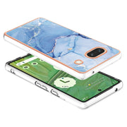 For Google Pixel 7a Electroplating Marble Dual-side IMD Phone Case(Blue 018)