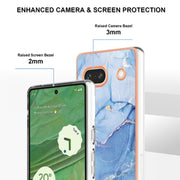 For Google Pixel 7a Electroplating Marble Dual-side IMD Phone Case(Blue 018)