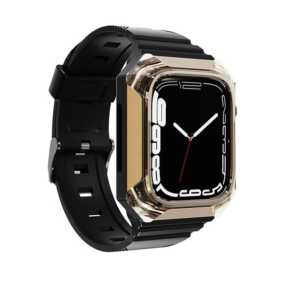 Armor Case Integrated TPU Watch Band For Apple Watch 38mm(Gold)