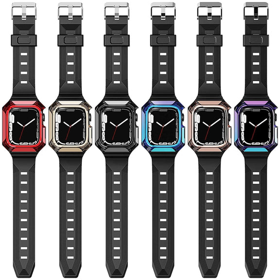 Armor Case Integrated TPU Watch Band For Apple Watch 38mm(Gold)