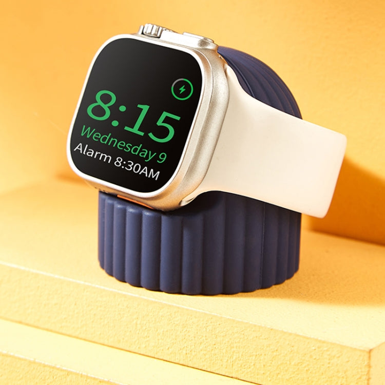 For Apple Watch Wave Pattern Silicone Watch Charging Stand(Red)