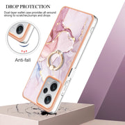 For Xiaomi Redmi Note 12 Pro+ Global Electroplating Marble IMD TPU Phone Case with Ring Holder(Rose Gold 005)