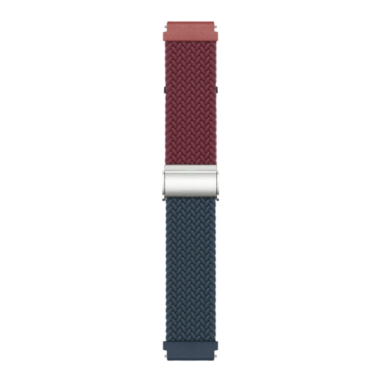 20mm Buckle Braided Nylon Watch Band(Wine Red Blue)