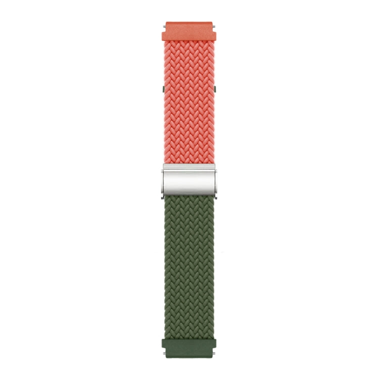 20mm Buckle Braided Nylon Watch Band(Orange Green)