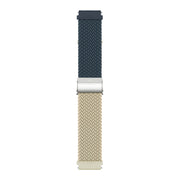 20mm Buckle Braided Nylon Watch Band(Dark Blue Beige)