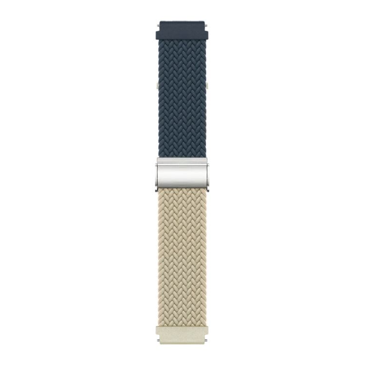 20mm Buckle Braided Nylon Watch Band(Dark Blue Beige)