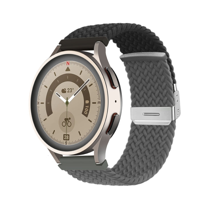 22mm Buckle Braided Nylon Watch Band(Black Grey)