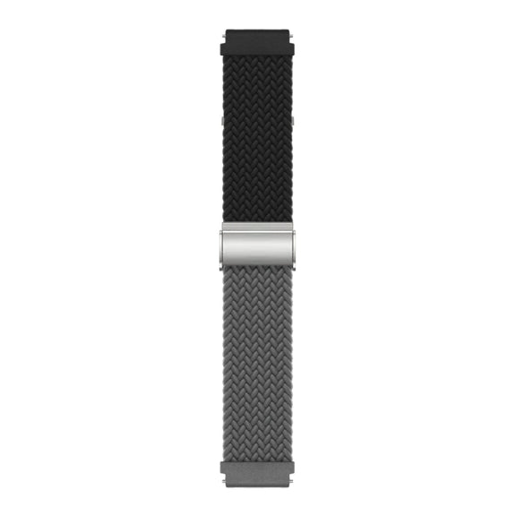 22mm Buckle Braided Nylon Watch Band(Black Grey)