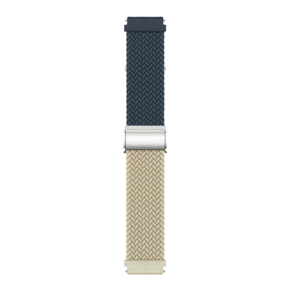 22mm Buckle Braided Nylon Watch Band(Dark Blue Beige)
