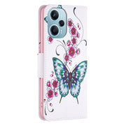 For Xiaomi Poco F5 5G / Redmi Note 12 Turbo Colored Drawing Pattern Leather Phone Case(Flowers Butterfly)