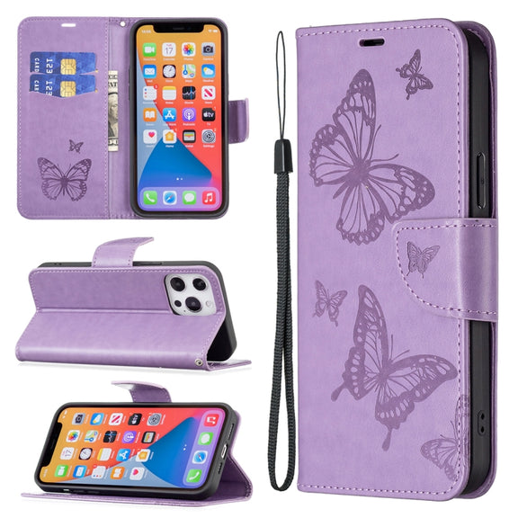 For Xiaomi Poco F5 5G / Redmi Note 12 Turbo Two Butterflies Embossing Leather Phone Case(Purple)