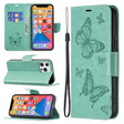 For Xiaomi Poco F5 5G / Redmi Note 12 Turbo Two Butterflies Embossing Leather Phone Case(Green) - free shipping - PMC TechLife - Order now!
