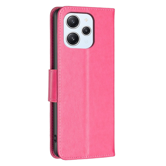 For Xiaomi Redmi 12 4G Two Butterflies Embossing Leather Phone Case(Rose Red)