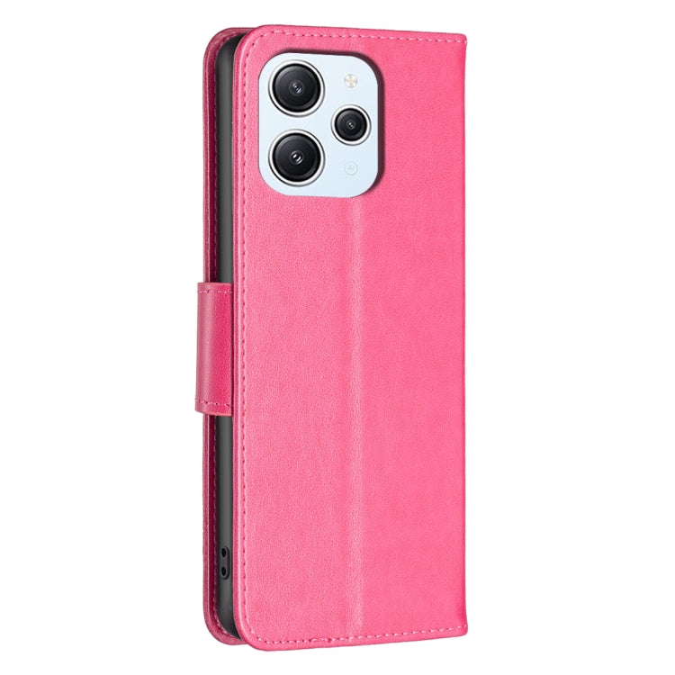 For Xiaomi Redmi 12 4G Two Butterflies Embossing Leather Phone Case(Rose Red)