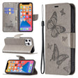 For Xiaomi Redmi 12 4G Two Butterflies Embossing Leather Phone Case(Grey) - free shipping - PMC TechLife - Order now!