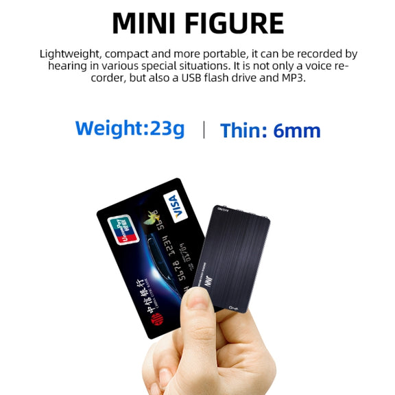 JNN M2 Ultra-thin HD Noise Reduction Intelligent Control Voice Voice Recorder, Capacity:8GB(Black)