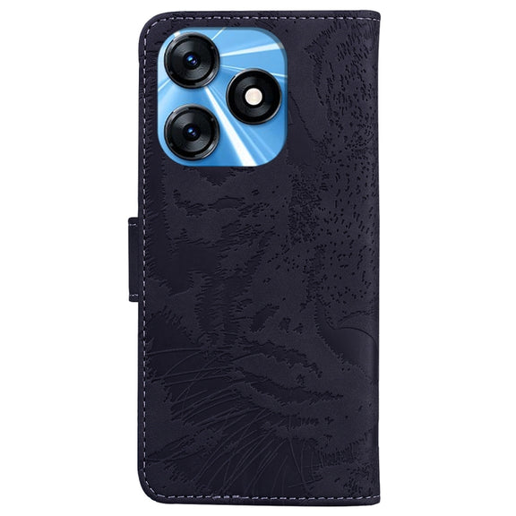 For Tecno Spark 10 / Spark 10C Tiger Embossing Pattern Flip Leather Phone Case(Black)