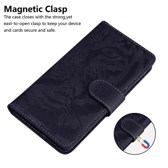 For Tecno Spark 10 / Spark 10C Tiger Embossing Pattern Flip Leather Phone Case(Black)