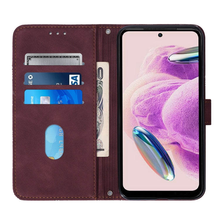 For Xiaomi Redmi Note 12S 4G Global Crossbody 3D Embossed Flip Leather Phone Case(Wine Red)
