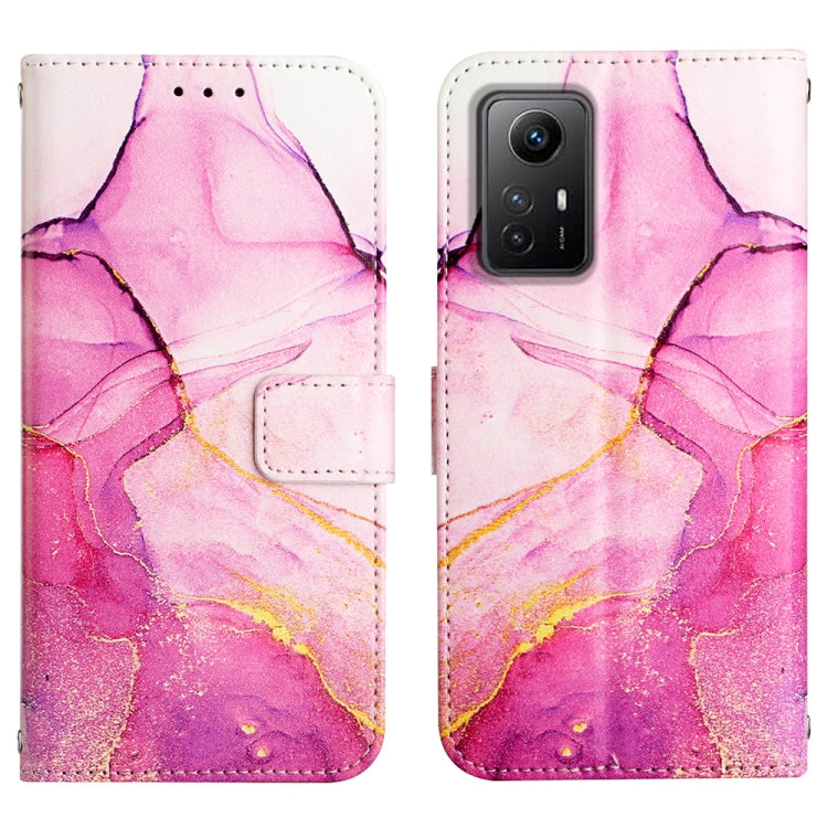 For Xiaomi Redmi Note 12S 4G Global PT003 Marble Pattern Flip Leather Phone Case(Pink Purple Gold LS001)